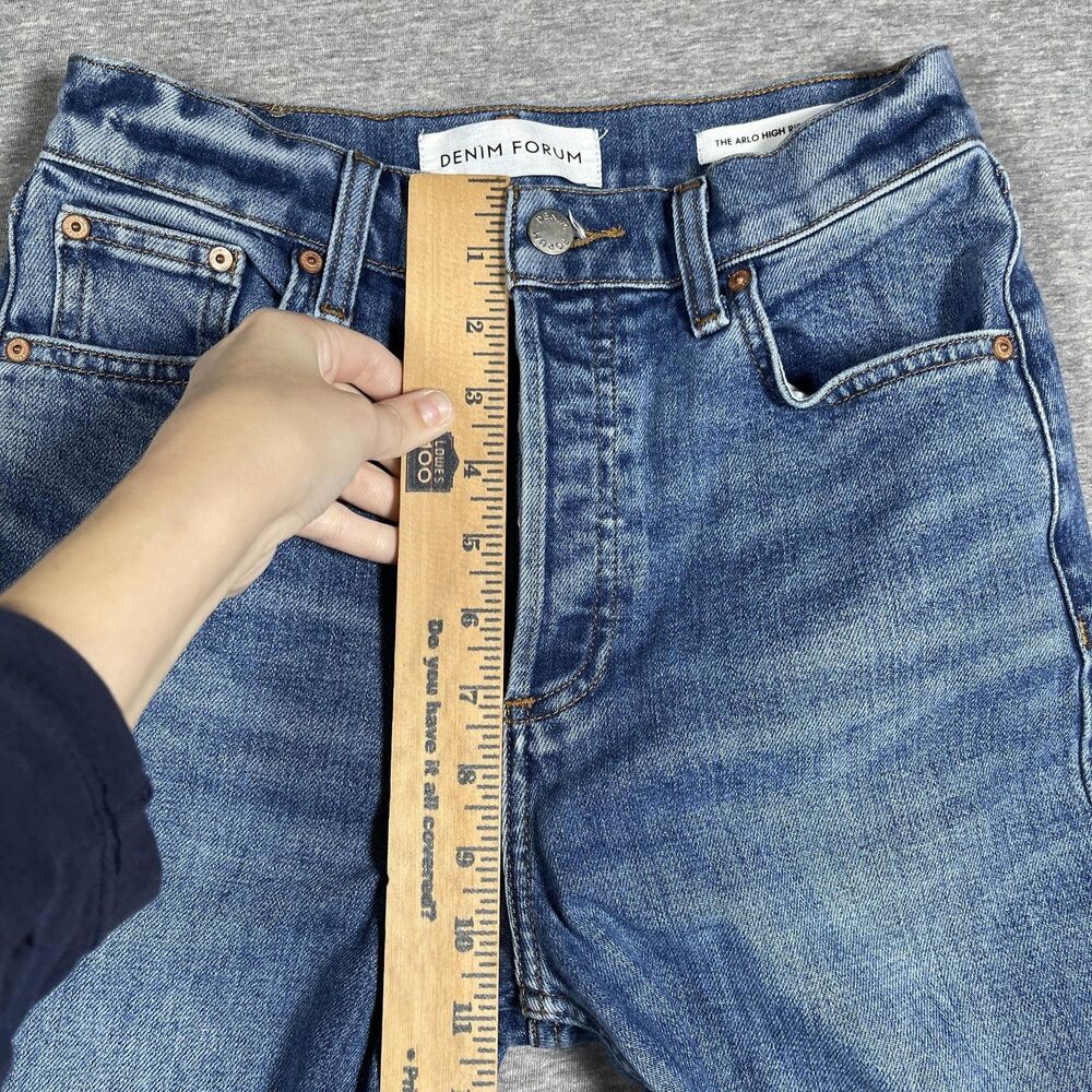 Denim Forum Jeans Womens 25 Blue The Arlo High Rise Straight 28L - Picture 4 of 10